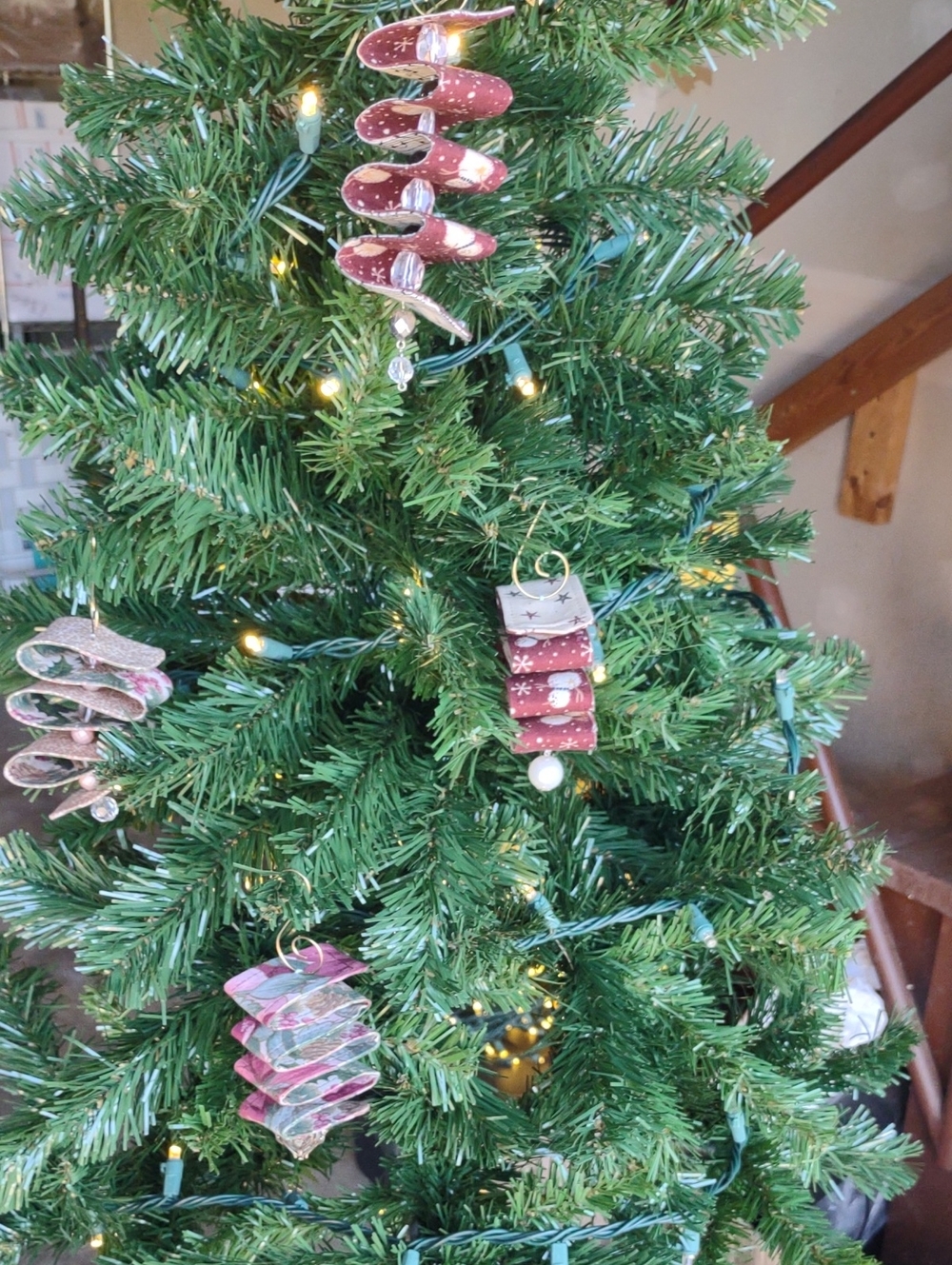 Handmade Spiral Fabric Ribbon Candy Christmas Ornaments